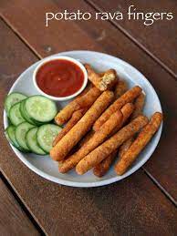Potato Fingers Recipe Crispy Potato Rava Fingers Potato Finger Food Recipe Recipes Crispy Potatoes Indian Food Recipes Vegetarian