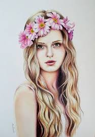 Floral Crown Ilustracao Arte Feminina Desenhos A Lapis Realistas