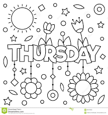 Illustration About Coloring Page Vector Illustration Of A Wek Day Thursday Illustration O Coloring Pages School Coloring Pages Free Printable Coloring Pages