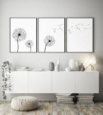 Dandelion Wall Art Print Set Of 3 Dandelion Printable Dandelion Poster Living Room Bedroom Nursery Decor Black White Minimalist Wall Decor In 2020 Minimalist Wall Decor White Wall Decor Dandelion Wall Art