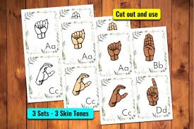 Alphabet wall cards on a white background with asl hand . Asl Alphabet Flashcard Bundle Leaves Grafik Von Able Lingo Creative Fabrica