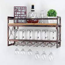 What's more, it is also another fabulous way to display your other ornaments.read more. Amazon Com Mbqq Wine Rack Stemware Glass Rack Industrial 2 Tier Wood Shelf 24in Wall Mounted Wine Racks With 6 Glass Holder For Wine Glasses Mugs Home Decor Retro Red Home Improvement