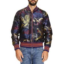 Gucci Jacket Silk Mixed Brocade Bomber Jacket With Tiger Embroidery And Striped Pattern In Wool And A Gucci Jacket Blue Jacket Outfits Men Blue Jackets Outfits
