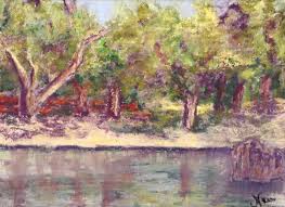 Afternoon In The Park Chalk Pastel On Flat Canvas In Water Reflections No paint, brushes or water necessary to create a colorful work of art.