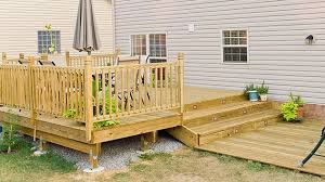 One method for a landing is to install concrete footers and posts, and secure the stringers to the posts. How To Build Wood Steps On A Deck