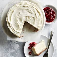 White kitchen island cart with walnut topped cheesecake. Instant Pot Cheesecake With Cherry Compote Williams Sonoma
