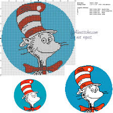 Print out one of our free patterns to see how our site works. The Cat In The Hat Dr Seuss Free Cross Stitch Pattern 100x100 4 Colors Free Cross Stitch Cross Stitch Cross Stitch Patterns Stitch Patterns