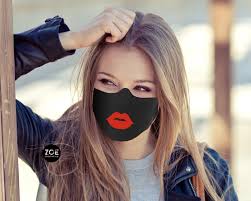 Red Lips Face Mask With Lipstick Face Mask With Lips On It Etsy Fashion Face Mask Face Mask Face