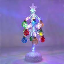 Miniature Glass Light Up Christmas Tree With Ornaments 8