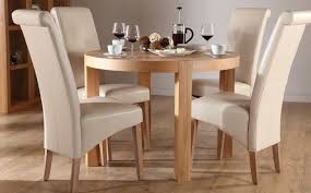York Round Oak Dining Table And 4 Chairs Set Boston Ivory Round Dining Room Table Kitchen Table Settings Small Round Kitchen Table