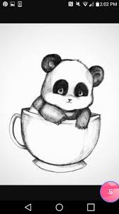 Black And White Cute Baby Panda Drawing Baby Panda In A Cup Panda Drawing Cute Drawings Panda Art