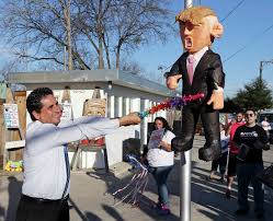 Trump effigy battered by Sanders supporters