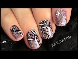 Abstraktes Schnorkel Glitzer Nageldesign Selber Malen Glitter Summer Nail Art Handpainted Nageldesign Sommer Nagelkunst Sommernagel