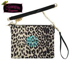 Personalized Crossbody Bag Monogrammed Wristlet Personalized Gift Animal Print Shoulder Bag Chain Strap Leopard Print Crossbody Bag