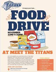Reminder tonight is Meet the Titans for Basketball! Starts at 5:30 The  basketball team is also taking donations to help fill up our local food  pantries! You can bring these items tonight.