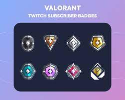 Twitch Sub Badges Cheer Bit Badges Valorant Ranks Etsy Twitch Badge Which Is Correct