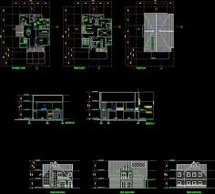 First floor as 4 bedroom house with a central lounge & open terrace. Bungalow 2 Storey Dwg Plan For Autocad Designs Cad