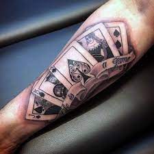 Old school, cartoon characters, geometric shapes and beyond, if you want a tattoo to truly pop, prinker is the way to go. Top 87 Playing Card Poker Tattoo Ideas 2021 Inspiration Guide Card Tattoo Designs Playing Card Tattoos Card Tattoo