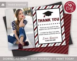 Our stylish collection of thank you cards offers contemporary 5x7 designs printed on premium paper for a quality look and feel your recipients will love. Graduation Thank You Card With Photo In Maroon Puggy Prints