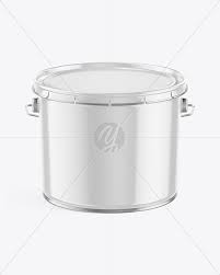 Download Glossy Paint Bucket In Bucket Pail Mockups On Yellow Images Object Mockups PSD Mockup Templates