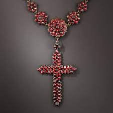 Bohemian Garnet Cross Necklace Garnet Garnet Jewelry Garnet Cross