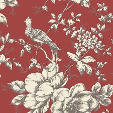 Check spelling or type a new query. Historical Bird And Floral In Red Wallpaper Toile Wallpaper Red Wallpaper Floral Toile