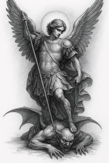 Archangel Michael tattoo designs in graphite