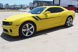 Black And Yellow Camaro Matte Black Side Accent Hash Stripe On A Yellow Camaro