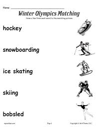 Printable Winter Olympics Matching Worksheet Winter Olympics Winter Olympic Games Winter Sports Preschool