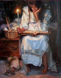 Bedtime Stories By Gladys Roldan De Moras Female Art Art Reading Art