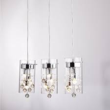 Claxy Ecopower Lighting Glass Crystal Pendant Lighting Modern Chandelier For Kitchen 3 Lights Lightings
