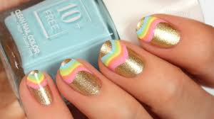 Pastel Wavy Rainbow Nail Art Youtube