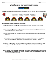 3.oa.3 operations and algebraic thinking: 4th Grade Math Word Problems Free Worksheets With Answers Mashup Math