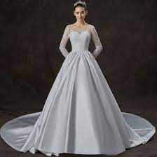 Check spelling or type a new query. Schlicht Ivory Creme Satin Brautkleider Hochzeitskleider 2019 A Linie Durchsichtige Rundhalsausschnitt Lange Armel Ruckenfreies Applikationen Spitze