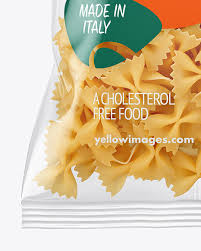 Plastic Bag With Farfalle Pasta Mockup In Bag Sack Mockups On Yellow Images Object Mockups