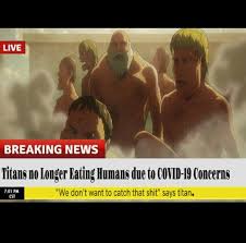 Even The Titans Are Social Distancing Anime Meme In 2020 Attack On Titan Comic Attack On Titan Meme Attack On Titan Funny