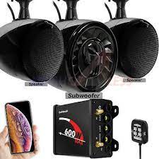 Bluetooth Atv Utv Rzr Polaris Stereo 3 Speakers Audio 600w Amp Fm Radio System Ebay Waterproof Bluetooth Speaker Speaker Marine Stereo