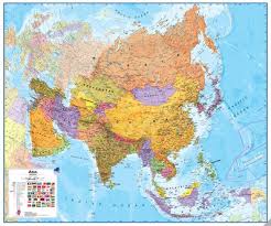 La plastificatura opaca e antiriflesso su entrambi i lati consente una comoda consultazione da qualunque visuale. 090 Asia Politica 120x100 Cm Carta Murale Planisfero Il Giramondo