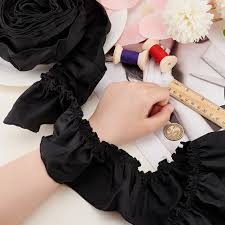 FINGERINSPIRE 4 Yards Black Cotton Pleated Ribbon 3.35 inch Wide Ruffled  Wave Edge Ribbon Pleated Trimming Lace for Girl Dress Gown Doll Decoration  Clothes Accessories : Amazon.ae: Fashion