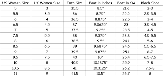 bloch sizing chart pointe shoes shoes women