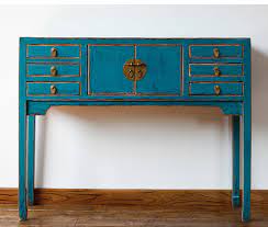 Baoshi Turquoise Blue 6 Drawer Console Table Nookdeco Console tables are convenient pieces of furniture to keep keys, phones, flowers or photos.