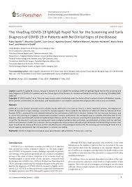 Pdf The Vivadiag Covid 19 Lgm Igg Rapid Test For The Screening And Early Diagnosis Of Covid 19 In Patients With No Clinical Signs Of The Disease