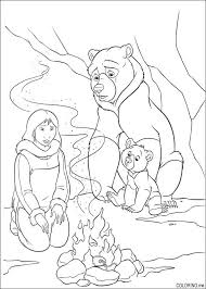 Bear returns to his cave coloring page. Coloring Page Brother Bear Fire In Cave Coloring Me