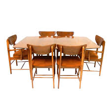 Mid Century Modern Kroehler Dining Set Table 6 Chairs Cool Vintage Orange Fabric Dining Room Sets Modern Dining Room Set Modern Dining Room