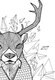 Black And White Geometric Animal Drawings Geometric Deer Geometric Animals Geometric Deer Geometric Drawing