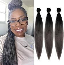 Amazon.com : Pre Stretched Braiding Hair 28 Inch Hair Braids Hair  Extensions Ombre Black to Dark Grey Hot Water Setting (B35-3Packs) : Beauty  & Personal Care