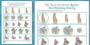 Sent by beatrix potter to noel moore 4 september 1893 whilst on . The Tale Of Peter Rabbit Size Matching Worksheets Peter Rabbit