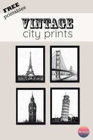 This Vintage City Home Decor Has An Authentic Rustic And Sketchy Like Feel To Them Featuring The Eiffel Tower Bi City Wall Art Free Wall Art Free Art Prints