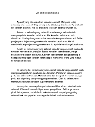 Seperti kata peribahasa jepun, „pengalaman ialah ibu segala kejayaan‟. Karangan A Ciri Sekolah Selamat