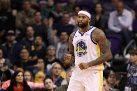 Demarcus Cousins Of The Golden State Warriors Reacts After Scoring Nba Rumors Nba Video Nba News